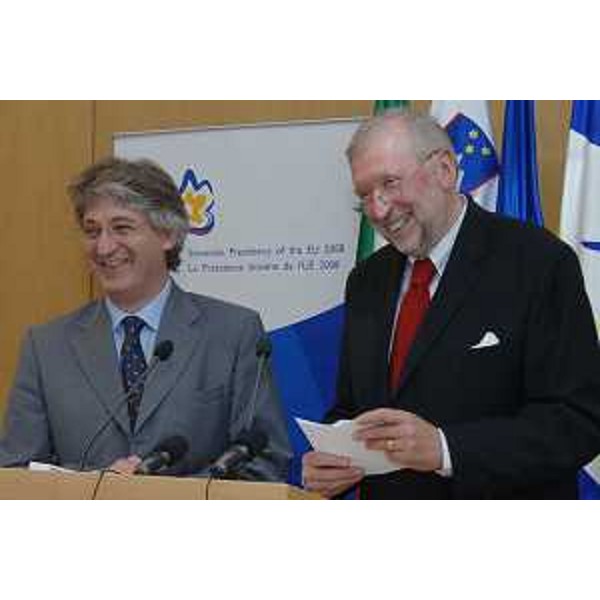 Renzo Tondo (Presidente Friuli Venezia Giulia) e Dimitrij Rupel (Ministro Esteri Slovenia) a Lubiana. (Lubiana 11/06/08)