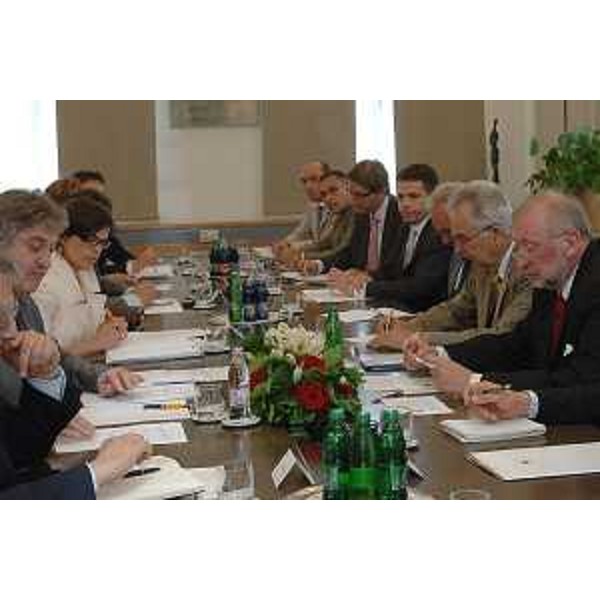 Renzo Tondo (Presidente Friuli Venezia Giulia) e Dimitrij Rupel (Ministro Esteri Slovenia) nel corso dell'incontro a Lubiana. (Lubiana 11/06/08)