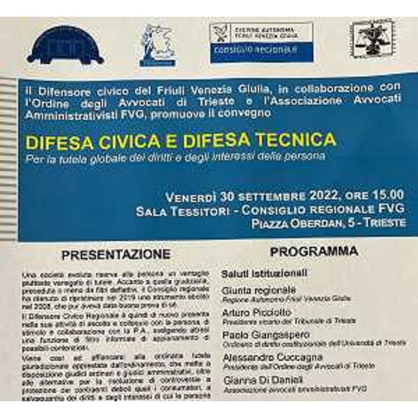 La locandina del convegno in programma venerdì 30 settembre a Trieste - La locandina del convegno in programma venerdì 30 settembre a Trieste