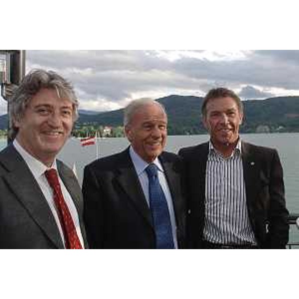 Renzo Tondo (Presidente Friuli Venezia Giulia), Ettore Romoli (Sindaco Gorizia) e Jorge Haider (Governatore Carinzia) a Klagenfurt. (Klagenfurt 16/06/08)