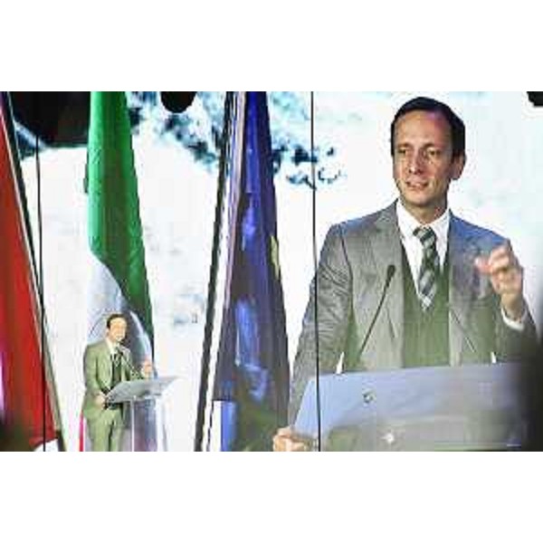 Il governatore del Friuli Venezia Giulia Massimiliano Fedriga a Monfalcone al varo della Msc Seascape - Il governatore del Friuli Venezia Giulia Massimiliano Fedriga a Monfalcone al varo della Msc Seascape