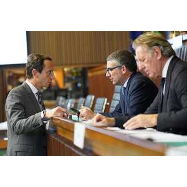 Il governatore Fvg, Massimiliano Fedriga, con gli assessori Pierpaolo Roberti e Fabio Scoccimarro - Il governatore Fvg, Massimiliano Fedriga, con gli assessori Pierpaolo Roberti e Fabio Scoccimarro