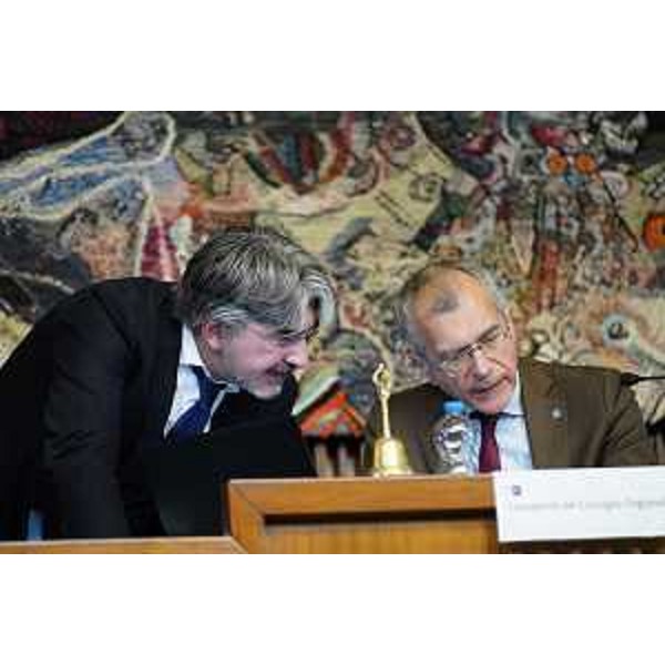 Antonio Calligaris (Lega) con il presidente del Cr Fvg, Piero Mauro Zanin - Antonio Calligaris (Lega) con il presidente del Cr Fvg, Piero Mauro Zanin