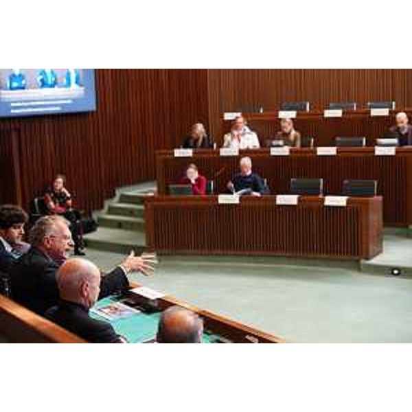 Un momento della conferenza stampa di Fine Anno - Un momento della conferenza stampa di Fine Anno