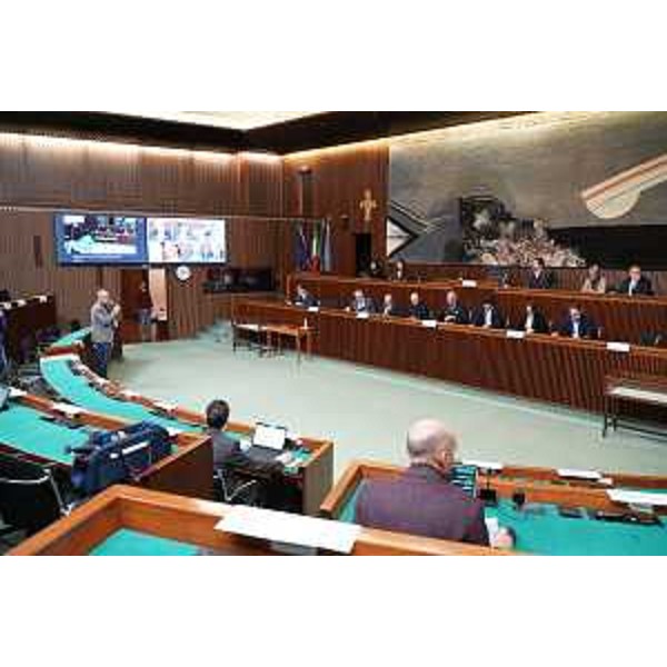 Un momento della conferenza stampa di Fine Anno - Un momento della conferenza stampa di Fine Anno