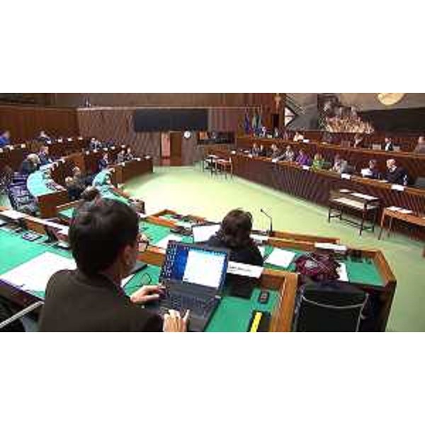 Nicola Conficoni (Pd) durante l'intervento del governatore Fvg, Massimiliano Fedriga - Nicola Conficoni (Pd) durante l'intervento del governatore Fvg, Massimiliano Fedriga