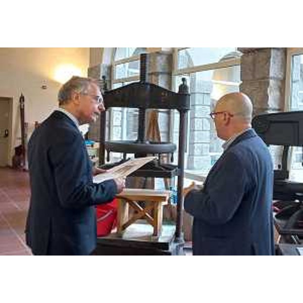 Il presidente Zanin (a sinistra) accanto a Roberto Giurano durante la visita - Il presidente Zanin (a sinistra) accanto a Roberto Giurano durante la visita