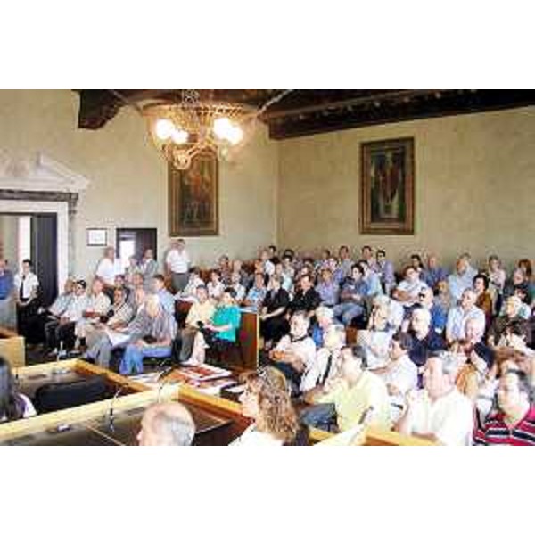 I partecipanti all'appuntamento che celebra i 100 anni della Pro Glemona e i 20 anni dell'Associazione regionale Pro loco, a Gemona del Friuli. (Gemona del Friuli 03/08/03)