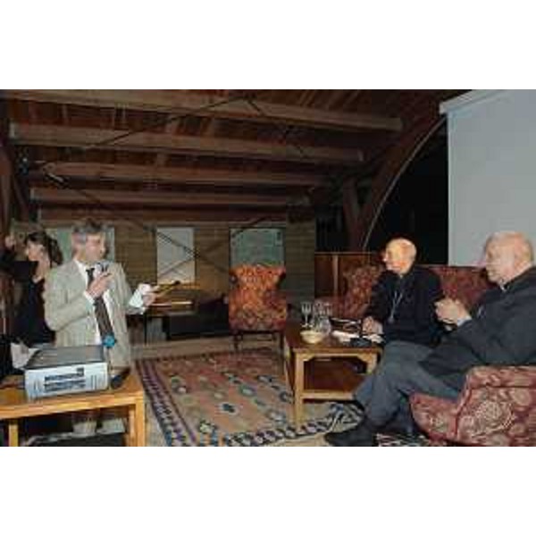 Renzo Tondo (Presidente Regione Friuli Venezia Giulia), Alfredo Battisti (Vescovo emerito di Udine) e mons. Elio Venier (scrittore e poeta) alla Fattoria Didattica Bosco di Museis. (Cercivento 19/07/08) 