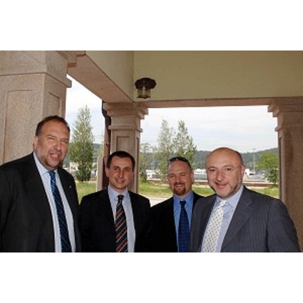 Roberto Cosolini, Enrico Bertossi, Ettore Rosato e De Grassi a convegno su Navalmeccanica (Monfalcone, 26/05/06)