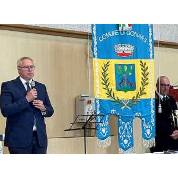 Il presidente del Cr Fvg, Mauro Bordin, mentre interviene a Gonars - Il presidente del Cr Fvg, Mauro Bordin, mentre interviene a Gonars