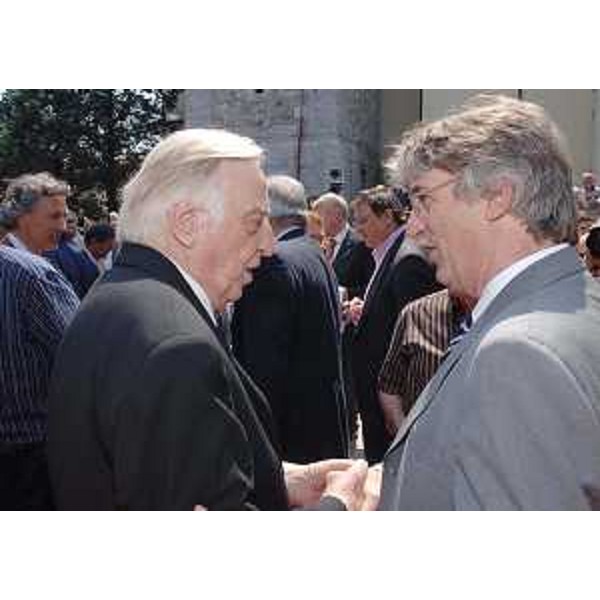 Mario Toros (Presidente emerito Ente Friuli nel mondo) e Renzo Tondo (Presidente Friuli Venezia Giulia) nel corso della Convention annuale di Friuli nel mondo a Meduno. (Meduno 03/08/08)
