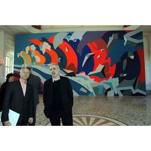 Riccardo Illy (Presidente Regione Friuli Venezia Giulia) Francesco Bonami alla mostra Infinite Painting (Villa Manin 08/04/06)