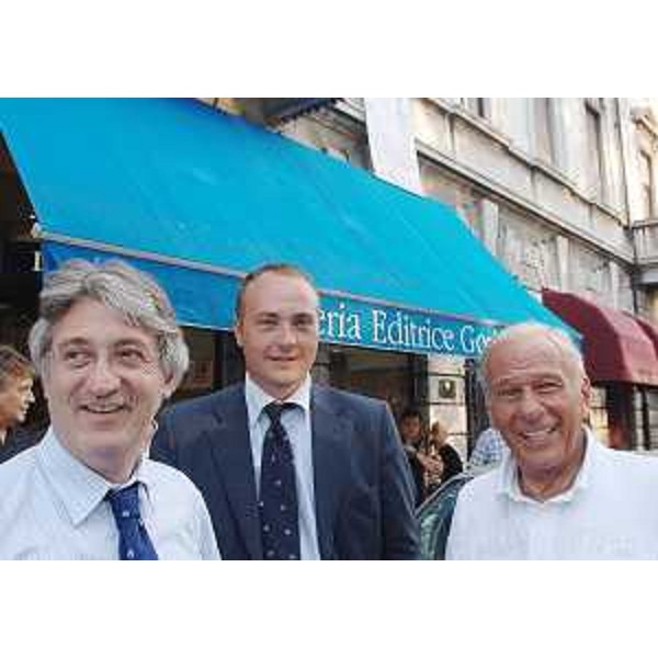Renzo Tondo (Presidente Friuli Venezia Giulia), Tommaso Cerno (Giornalista) ed Ettore Romoli (Sindaco Gorizia) a Gorizia in occasione della presentazione del libro "Ingorgo" di Tommaso Cerno. (Gorizia 04/08/08)