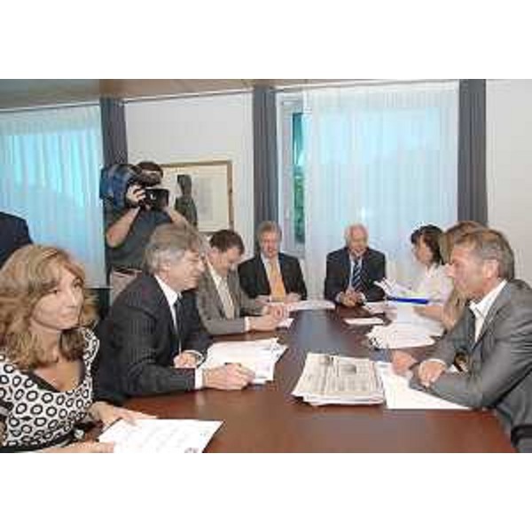 L'incontro tra Renzo Tondo (Presidente Friuli Venezia Giulia) e Joerg Haider (Governatore Carinzia) nella sede regionale di Udine. (Udine 27/08/08)