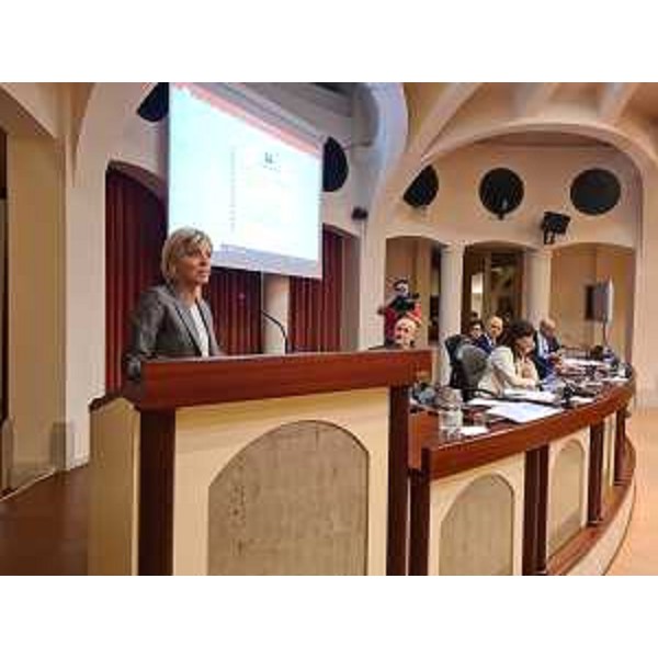 L'assessore regionale Barbara Zilli nel suo intervento al convegno nell'auditorium della Regione a Pordenone - L'assessore regionale Barbara Zilli nel suo intervento al convegno nell'auditorium della Regione a Pordenone