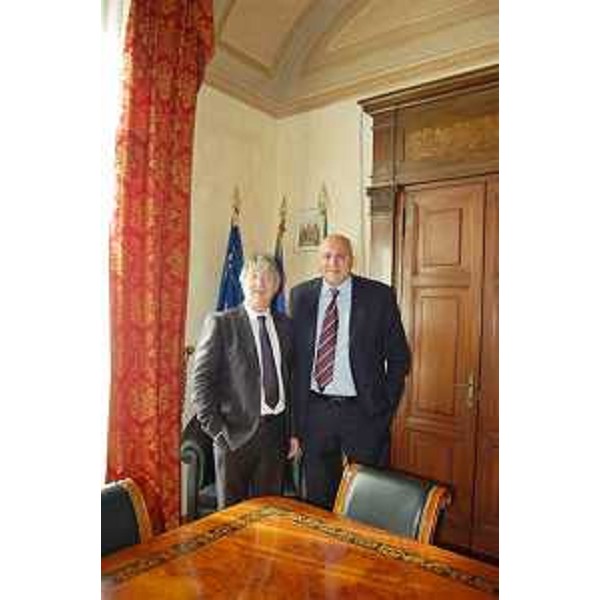 Renzo Tondo (Presidente Friuli Venezia Giulia) e Guido Crosetto (Sottosegretario Difesa) nel corso dell'incontro a Roma. (Roma 09/09/08)