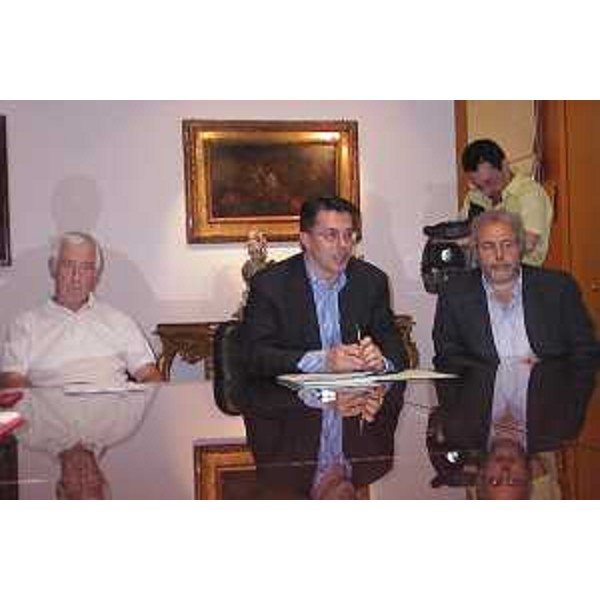 Ezio Beltrame (Assessore regionale alla salute e protezione sociale) ritratto nel corso della conferenza stampa di presentazione dell'Azienda Ospedaliere-Universitaria di Udine (Udine 03/08/2006)