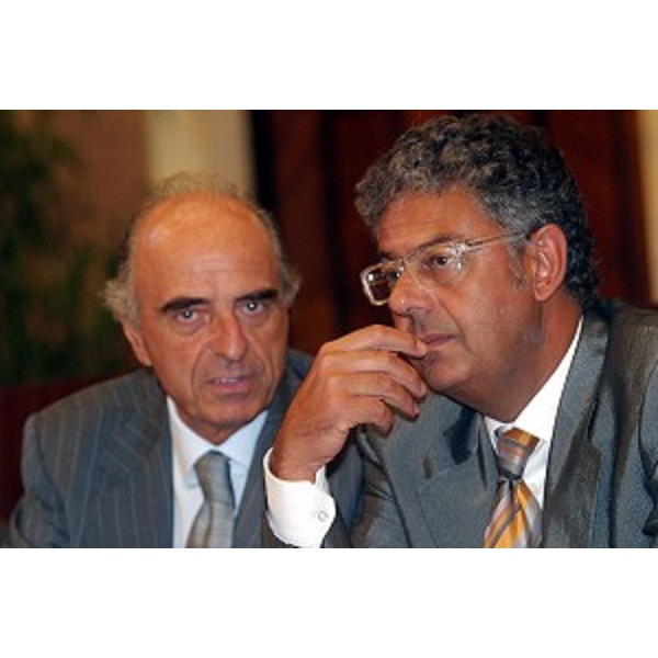 Mario Pescante (Sottosegretario allo sport), Roberto Antonaz (Assessore regionale all'istruzione, cultura, sport e pace) alla presentazione di EYOF Lignano 2005. (Roma, 23/09/04)