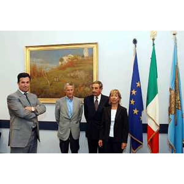 Franco Iacop (Assessore regionale per le relazioni internazionali, comunitarie e autonomie locali), Riccardo Illy (Presidente della Regione Friuli Venezia Giulia), Bartolomeo Manna (Presidente della Corte dei Conti). (Trieste, 31/08/04)
