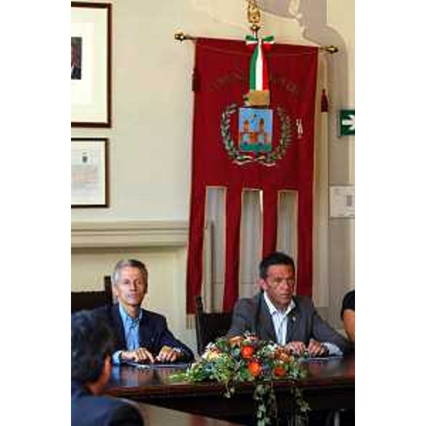 Riccardo Illy (Presidente della Regione Friuli Venezia Giulia), Joerg Haider (Presidente del Land della Carinzia). (Pontebba, 27/07/04)