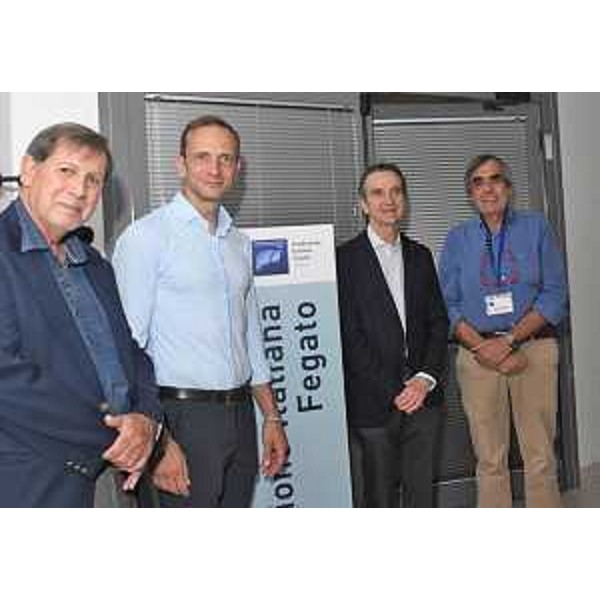 Il governatore Massimiliano Fedriga con i vertici della Fondazione italiana fegato. - Il governatore Massimiliano Fedriga con i vertici della Fondazione italiana fegato.