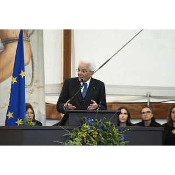 L'intervento dal palco del presidente Mattarella - L'intervento dal palco del presidente Mattarella