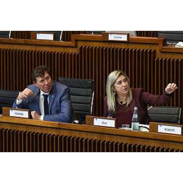 Il presidente della IV Commissione, Alberto Budai 8Lega), e l'assessore Fvg alle Infrastrutture, Cristina Amirante - Il presidente della IV Commissione, Alberto Budai 8Lega), e l'assessore Fvg alle Infrastrutture, Cristina Amirante