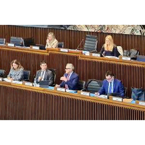 L'assessore Bini (al centro) durante la riunione della II Commissione consiliare - L'assessore Bini (al centro) durante la riunione della II Commissione consiliare