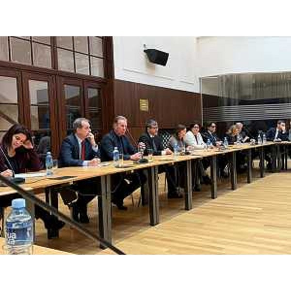 La delegazione Fvg e Sistema Nord Est. all'incontro al ministero delle Finanze a Belgrado Al centro l'assessore Scoccimarro. - La delegazione Fvg e Sistema Nord Est. all'incontro al ministero delle Finanze a Belgrado Al centro l'assessore Scoccimarro. 
