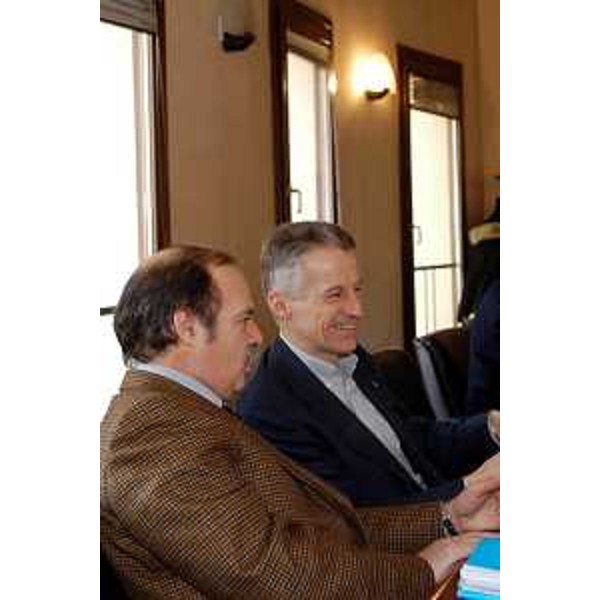 Riccardo Illy (Presidente della Regione Friuli Venezia Giulia), Gianfranco Moretton (Assessore regionale all'ambiente, lavori pubblici e protezione civile). (Pordenone, 05/03/04) 