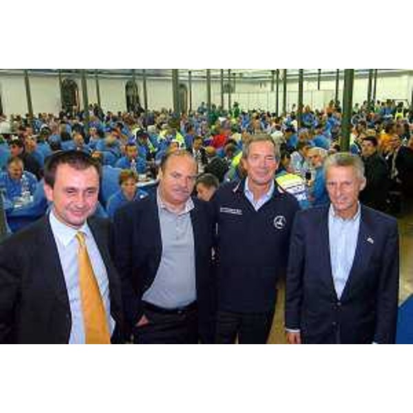 Riccardo Illy (Presidente Regione Friuli Venezia Giulia) con Ettore Rosato (Sottosegretario agli Interni), Gianfranco Moretton (Vicepresidente e Assessore regionale all'ambiente, lavori pubblici e protezione civile) e Guido Bertolaso (Capo del Dipartimento Nazionale della Protezione Civile). (Martignacco 16/09/06)