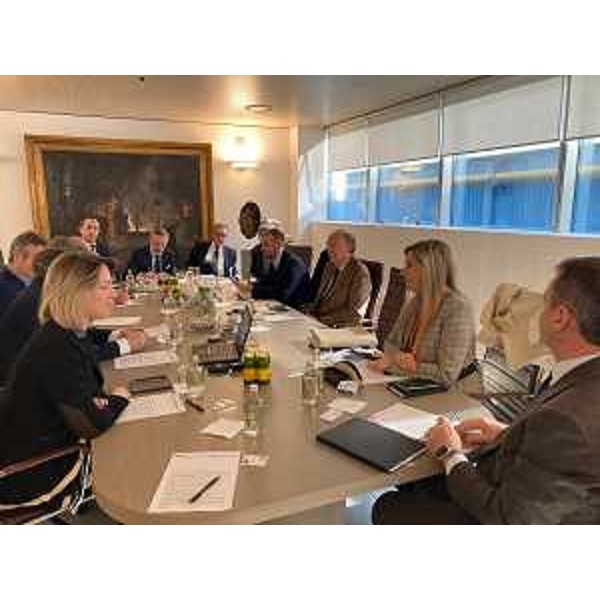 L'assessore regionale alle Infrastrutture e territorio Cristina Amirante all'incontro nella sede di Acciaierie Bertoli Safau (Abs) - L'assessore regionale alle Infrastrutture e territorio Cristina Amirante all'incontro nella sede di Acciaierie Bertoli Safau (Abs)