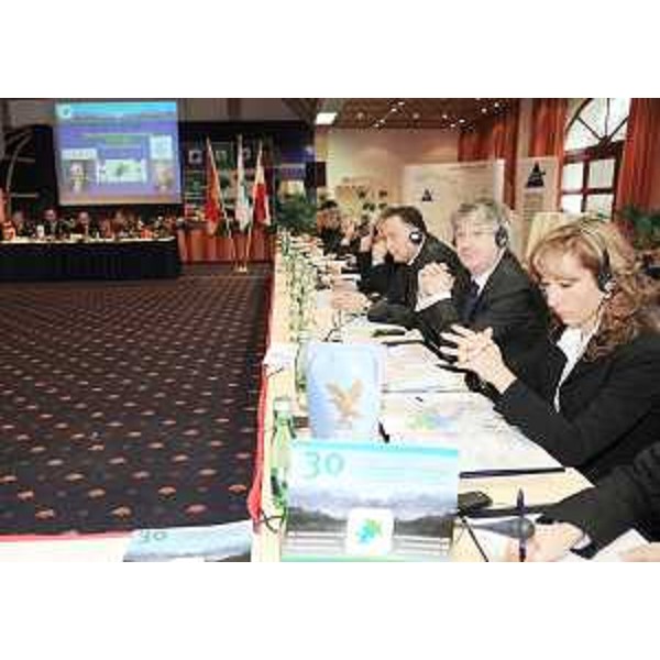 Renzo Tondo (Presidente Comunità di Lavoro Alpe Adria e Presidente Friuli Venezia Giulia) nel corso dell'Assemblea plenaria della Comunità di Lavoro Alpe Adria-Pannonia, a Pamhagen. (Pamhagen 21/11/08)