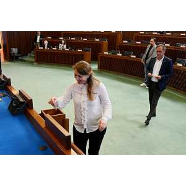 Rosaria Capozzi (M5S) al momento del voto - Rosaria Capozzi (M5S) al momento del voto