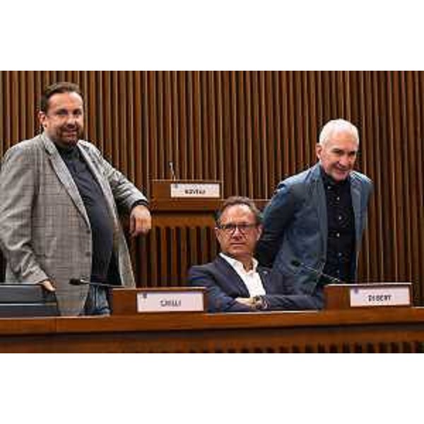 Da sinistra Edy Morandini (Fp), Mauro Di Bert (Fp) e Roberto Novelli (Forza Italia) - Da sinistra Edy Morandini (Fp), Mauro Di Bert (Fp) e Roberto Novelli (Forza Italia)