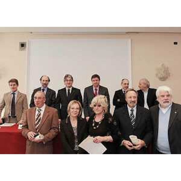 Riccardo Riccardi (Assessore regionale Viabilità e Trasporti), Renzo Tondo (Presidente Friuli Venezia Giulia), Ettore Romoli (Sindaco Gorizia) e Giorgio Santuz (Presidente Autovie Venete) all'approvazione del progetto definitivo della Villesse-Gorizia e del primo lotto della A4, tra Quarto d'Altino e San Donà di Piave, a Cervignano del Friuli. (Cervignano del Friuli 22/12/08)