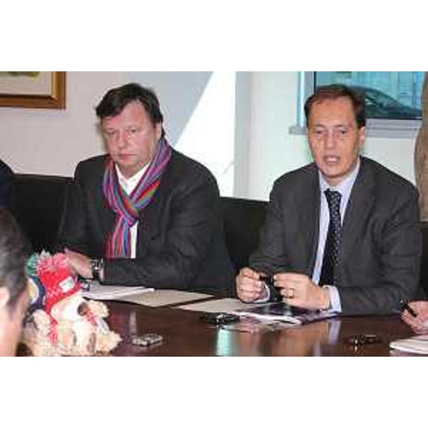 Luca Ciriani (Vicepresidente Friuli Venezia Giulia e Presidente Comitato Organizzatore Tarvisio 2009) alla conferenza stampa di presentazione della Coppa del Mondo di Sci alpino femminile in programma a Tarviso dal 20 al 22 febbraio 2009. (Udine 23/12/08) 