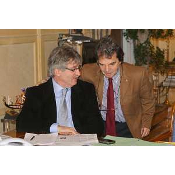 Renzo Tondo (Presidente Friuli Venezia Giulia) e Renato Brunetta (Ministro P.A. e Innovazione) nel corso dell'incontro sul progetto pilota "DEMA", a Roma. (Roma 20/01/09)