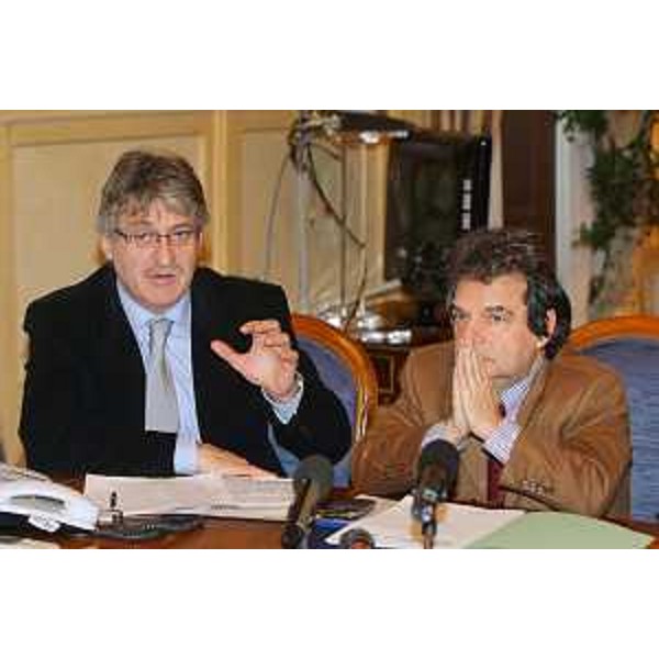 Renzo Tondo (Presidente Friuli Venezia Giulia) e Renato Brunetta (Ministro P.A. e Innovazione) nel corso dell'incontro sul progetto pilota "DEMA", a Roma. (Roma 20/01/09)