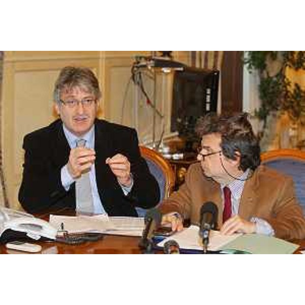 Renzo Tondo (Presidente Friuli Venezia Giulia) e Renato Brunetta (Ministro P.A. e Innovazione) nel corso dell'incontro sul progetto pilota "DEMA", a Roma. (Roma 20/01/09)