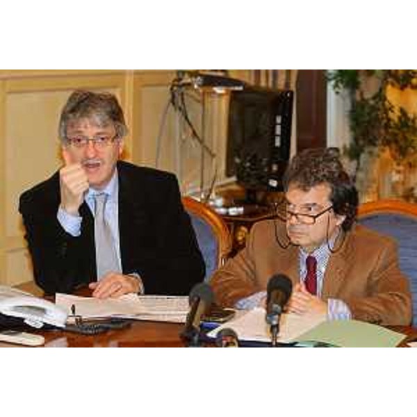 Renzo Tondo (Presidente Friuli Venezia Giulia) e Renato Brunetta (Ministro P.A. e Innovazione) nel corso dell'incontro sul progetto pilota "DEMA", a Roma. (Roma 20/01/09)