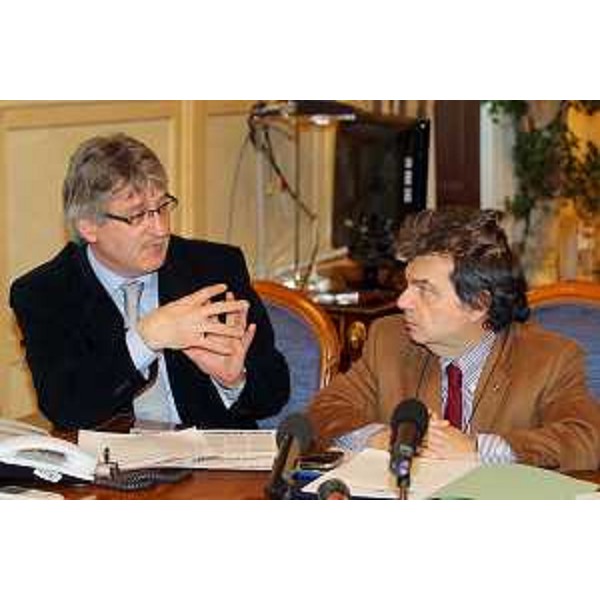 Renzo Tondo (Presidente Friuli Venezia Giulia) e Renato Brunetta (Ministro P.A. e Innovazione) nel corso dell'incontro sul progetto pilota "DEMA", a Roma. (Roma 20/01/09)