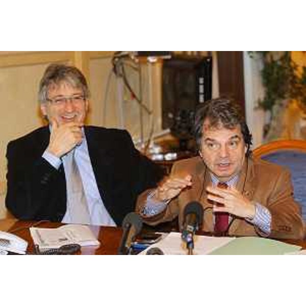 Renzo Tondo (Presidente Friuli Venezia Giulia) e Renato Brunetta (Ministro P.A. e Innovazione) nel corso dell'incontro sul progetto pilota "DEMA", a Roma. (Roma 20/01/09) 