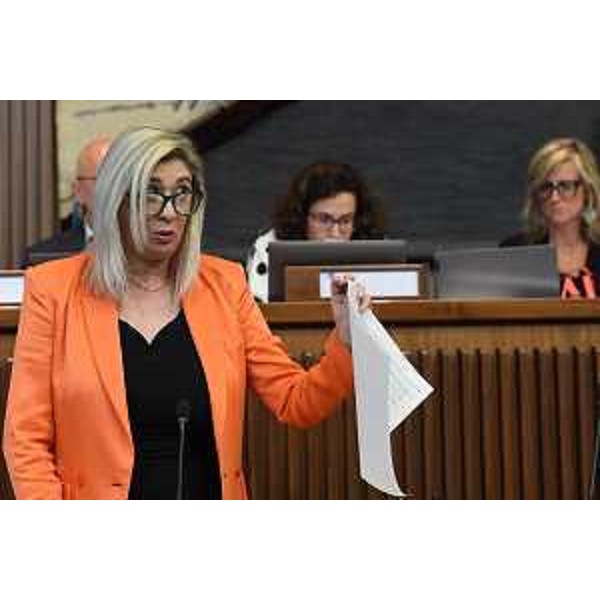 L'assessore regionale Cristina Amirante durante il suo intervento in Aula - L'assessore regionale Cristina Amirante durante il suo intervento in Aula