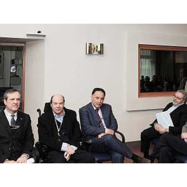 Sandro Sandri (Assessore Sanità Veneto), Vladimir Kosic (Assessore regionale Salute Protezione sociale), Giuseppe Napoli (Presidente Federsanità FVG) e Lionello Barbina (Direttore Agenzia regionale Sanità) alla giornata su "Federalismo sanitario e continuità dell'assistenza" promossa da Federsanità Anci di Friuli Venezia Giulia e Veneto, a Udine. (Udine 23/02/09)