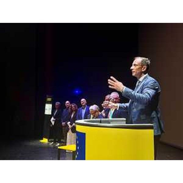 Il governatore del Friuli Venezia Giulia Massimiliano Fedriga interviene a Pordenone - Il governatore del Friuli Venezia Giulia Massimiliano Fedriga interviene a Pordenone