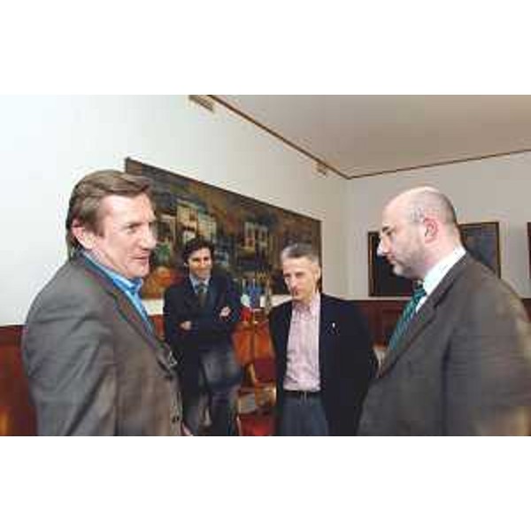Brandolin (Presidente Provincia GO), Illy (Presidente Friuli Venezia Giulia) e Bertossi (Assessore regionale Attività produttive) a Gorizia. (Gorizia 20/02/04)
