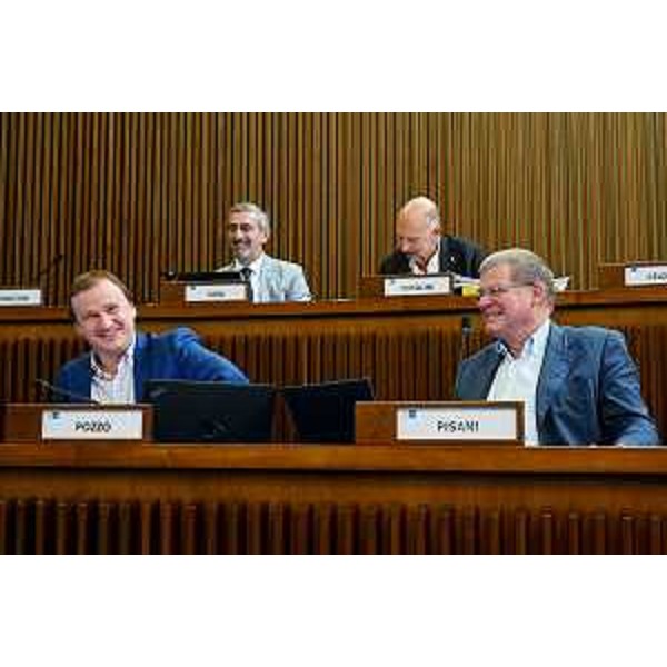 In senso orario, i dem Massimiliano Pozzo, Andrea Carli, Roberto Cosolini e Marko Pisani di Ssk - In senso orario, i dem Massimiliano Pozzo, Andrea Carli, Roberto Cosolini e Marko Pisani di Ssk