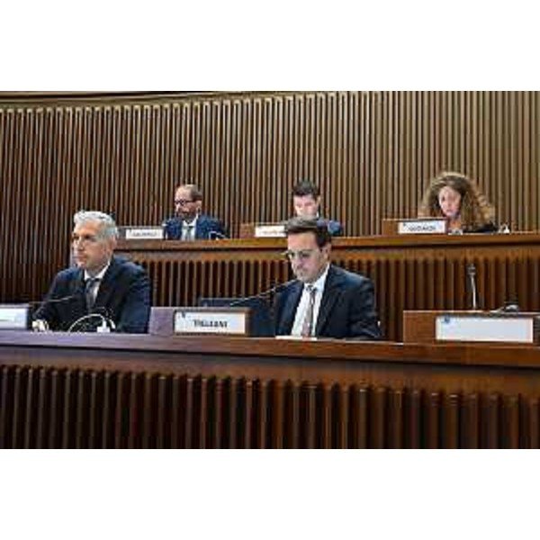 Da destra: Orsola Costanza, Igor Treleani, Markus Maurmair, Claudio Giacomelli e Stefano Balloch (FdI) - Da destra: Orsola Costanza, Igor Treleani, Markus Maurmair, Claudio Giacomelli e Stefano Balloch (FdI)